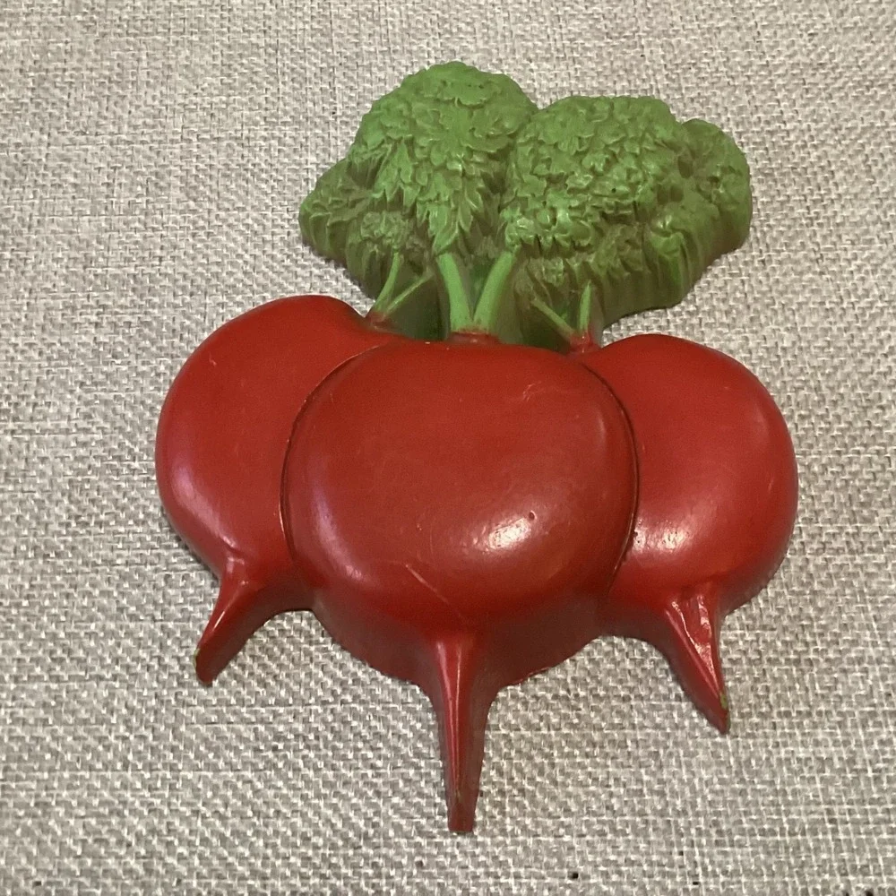 Vintage 1982 Homco Vegetable Wall Plaques Set 3 Mushrooms Carrots Radishes 7634